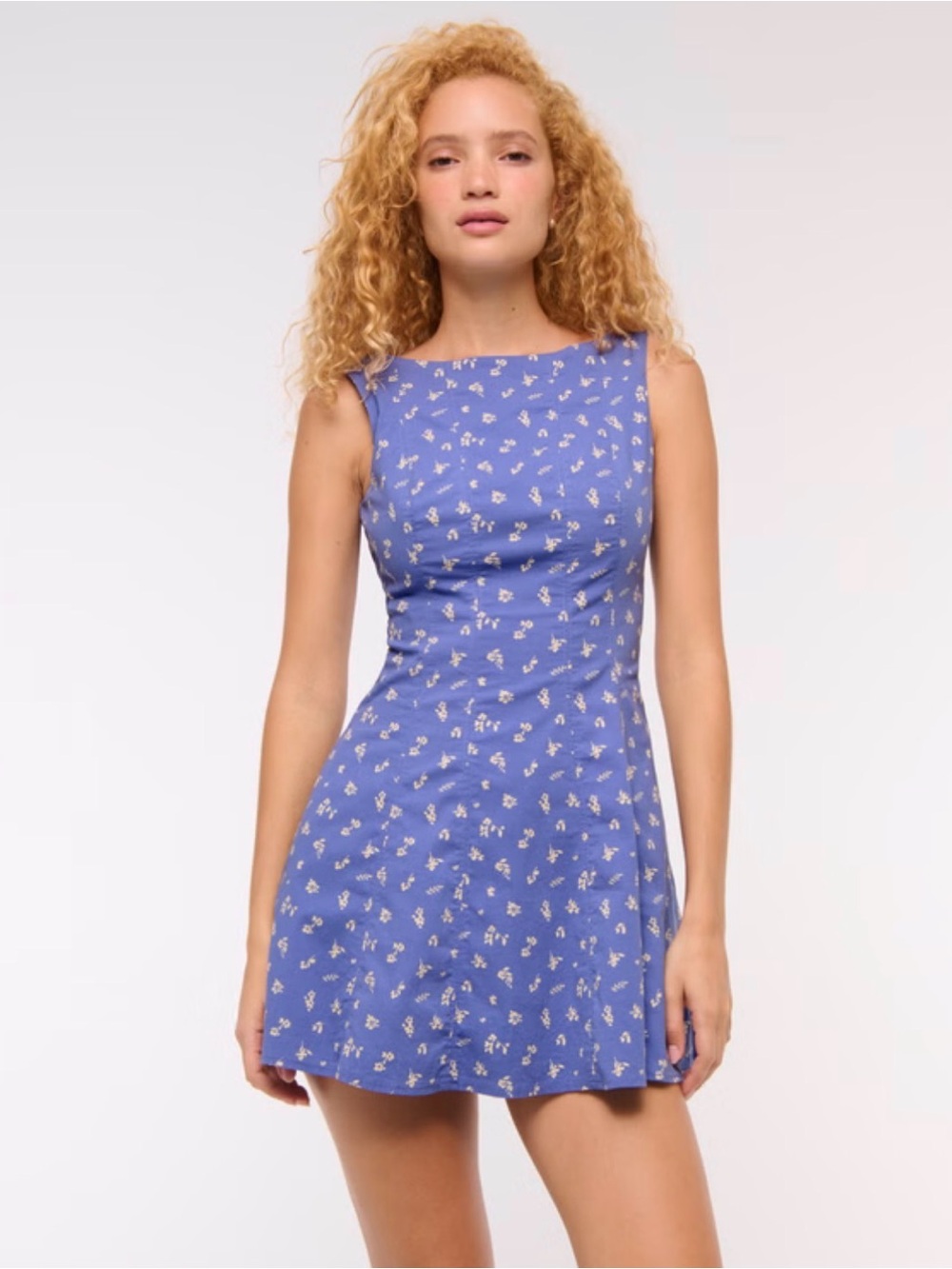 NWT The A&F Mila High-Neck Stretch Mini Dress Perwinkle Floral XXL